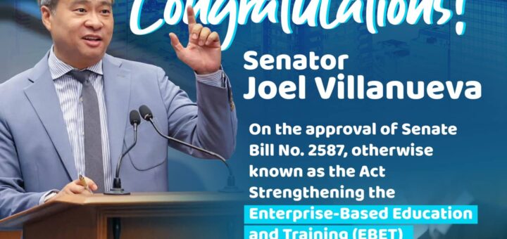 Congratulations to Senator Joel Villanueva on the Approval of Senate Bill No. 2587